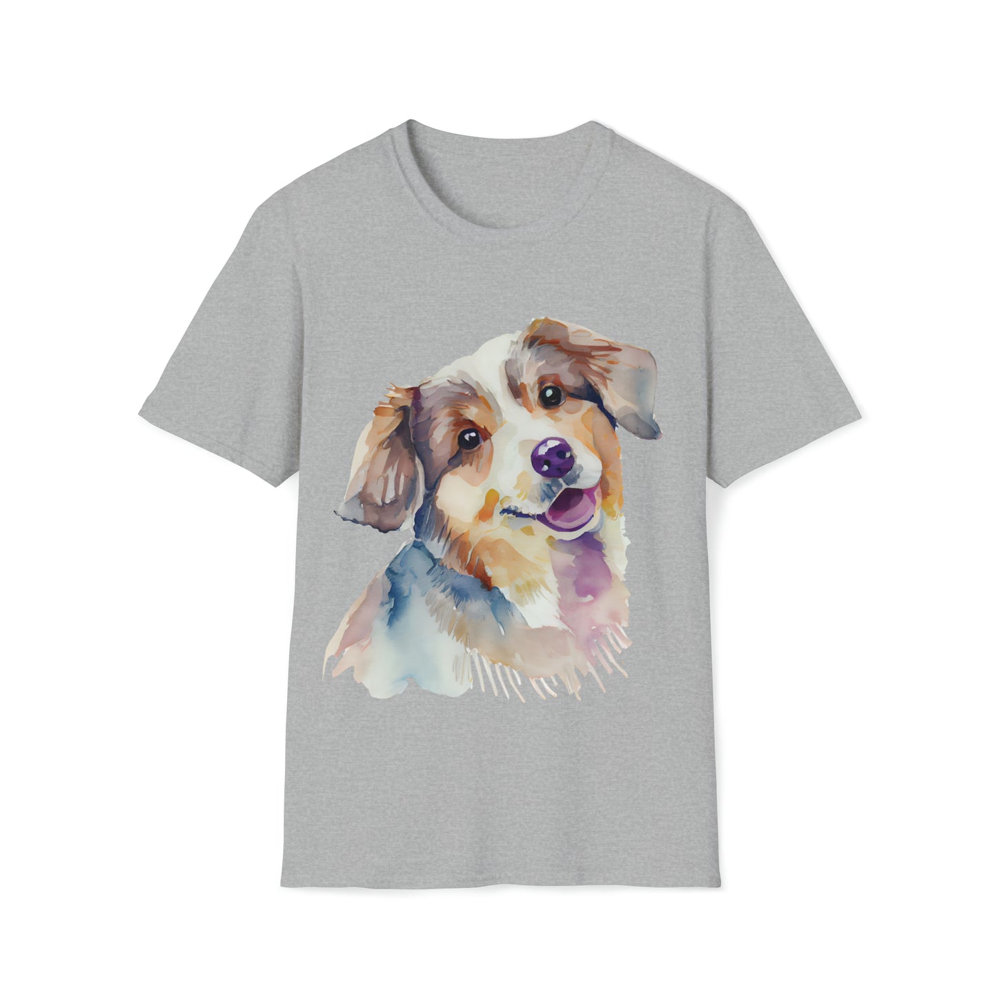 Lovely Dog In Water Color Style Unisex Softstyle T-Shirt, Animal Lover Gift, Dog Lovers, Simple Shirt