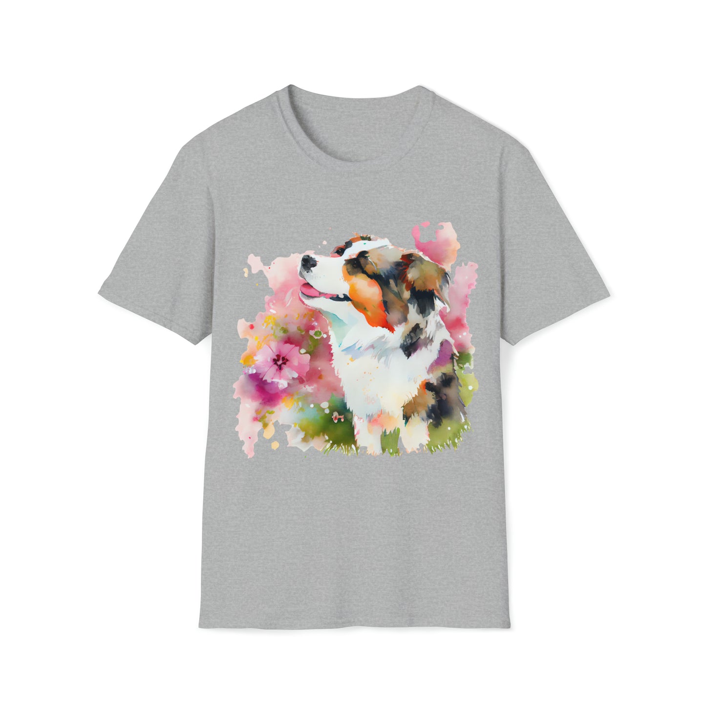 Cute Dog In Water Color Style Unisex Softstyle T-Shirt, Animal Lover Gift, Dog Lovers, Simple Shirt