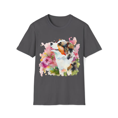 Cute Dog In Water Color Style Unisex Softstyle T-Shirt, Animal Lover Gift, Dog Lovers, Simple Shirt