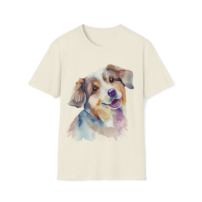 Lovely Dog In Water Color Style Unisex Softstyle T-Shirt, Animal Lover Gift, Dog Lovers, Simple Shirt