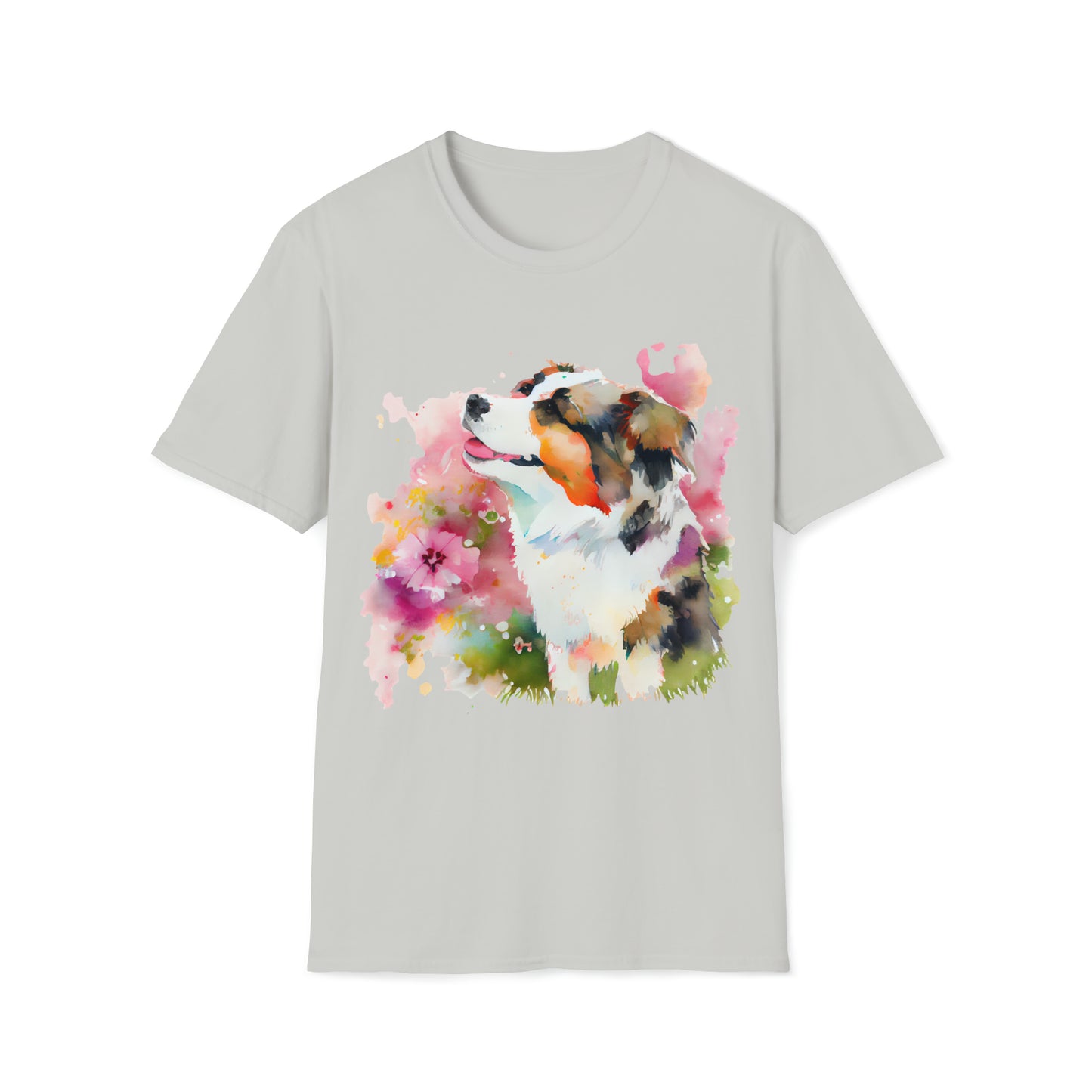 Cute Dog In Water Color Style Unisex Softstyle T-Shirt, Animal Lover Gift, Dog Lovers, Simple Shirt