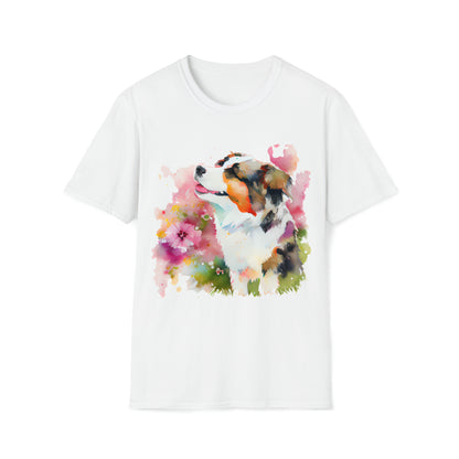 Cute Dog In Water Color Style Unisex Softstyle T-Shirt, Animal Lover Gift, Dog Lovers, Simple Shirt