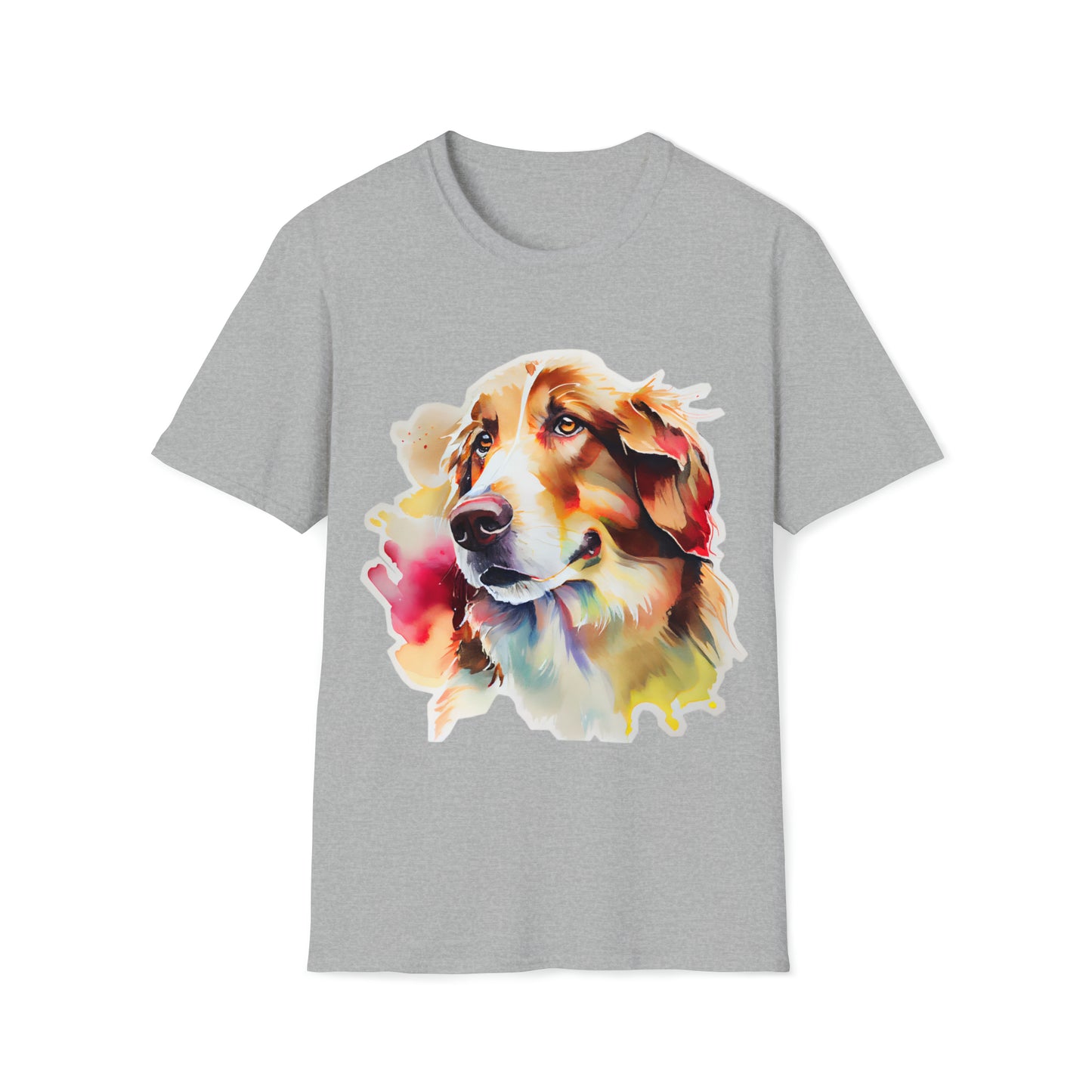 Colorful Dog In Water Color Style Unisex Softstyle T-Shirt, Animal Lover Gift, Dog Lovers, Simple Shirt