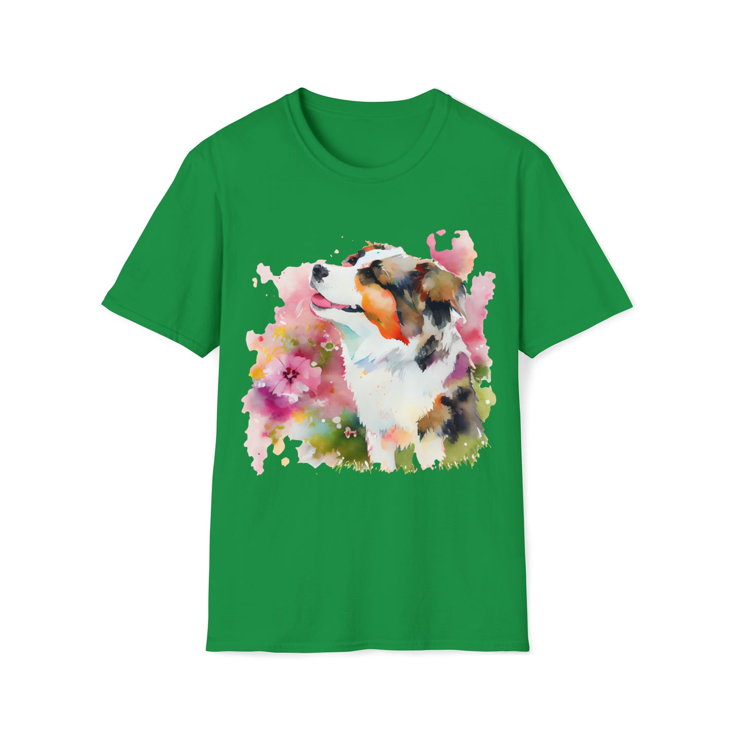 Cute Dog In Water Color Style Unisex Softstyle T-Shirt, Animal Lover Gift, Dog Lovers, Simple Shirt