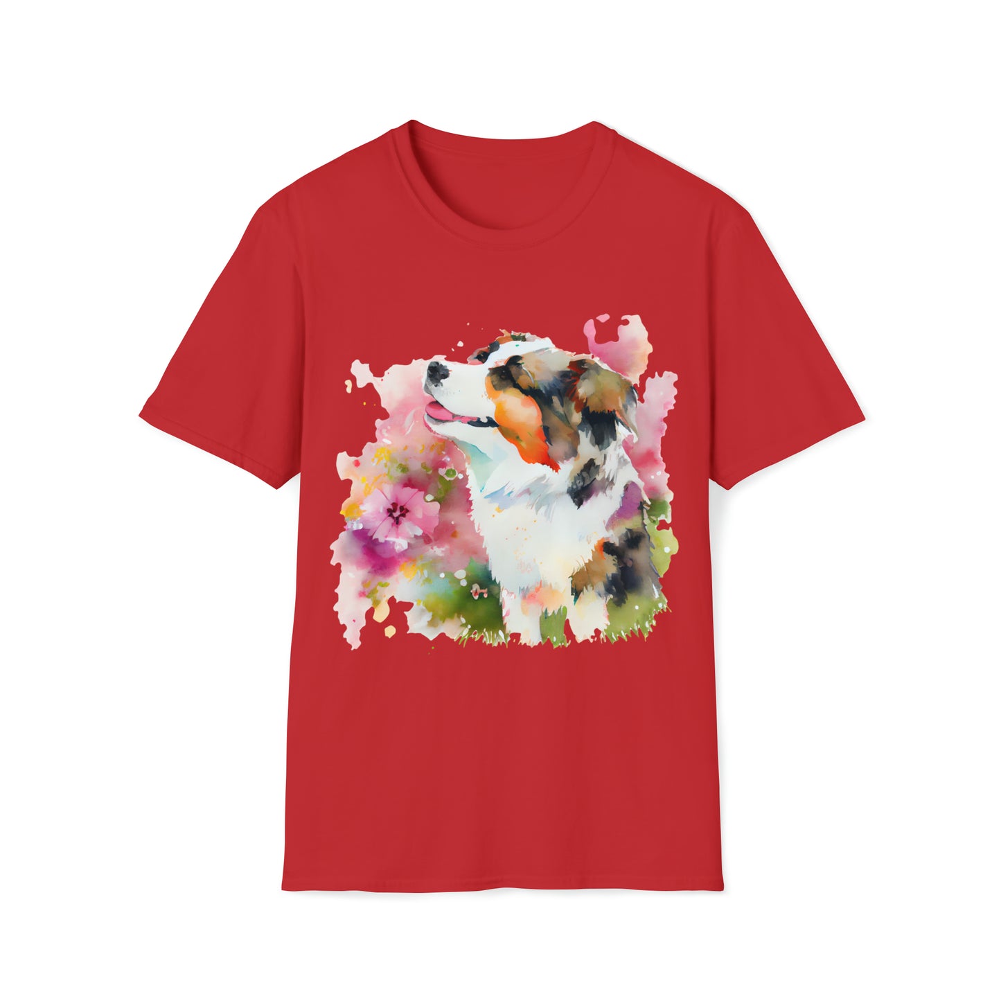 Cute Dog In Water Color Style Unisex Softstyle T-Shirt, Animal Lover Gift, Dog Lovers, Simple Shirt