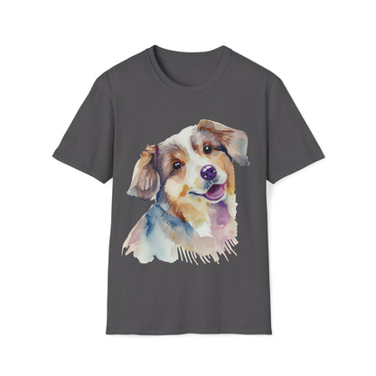 Lovely Dog In Water Color Style Unisex Softstyle T-Shirt, Animal Lover Gift, Dog Lovers, Simple Shirt