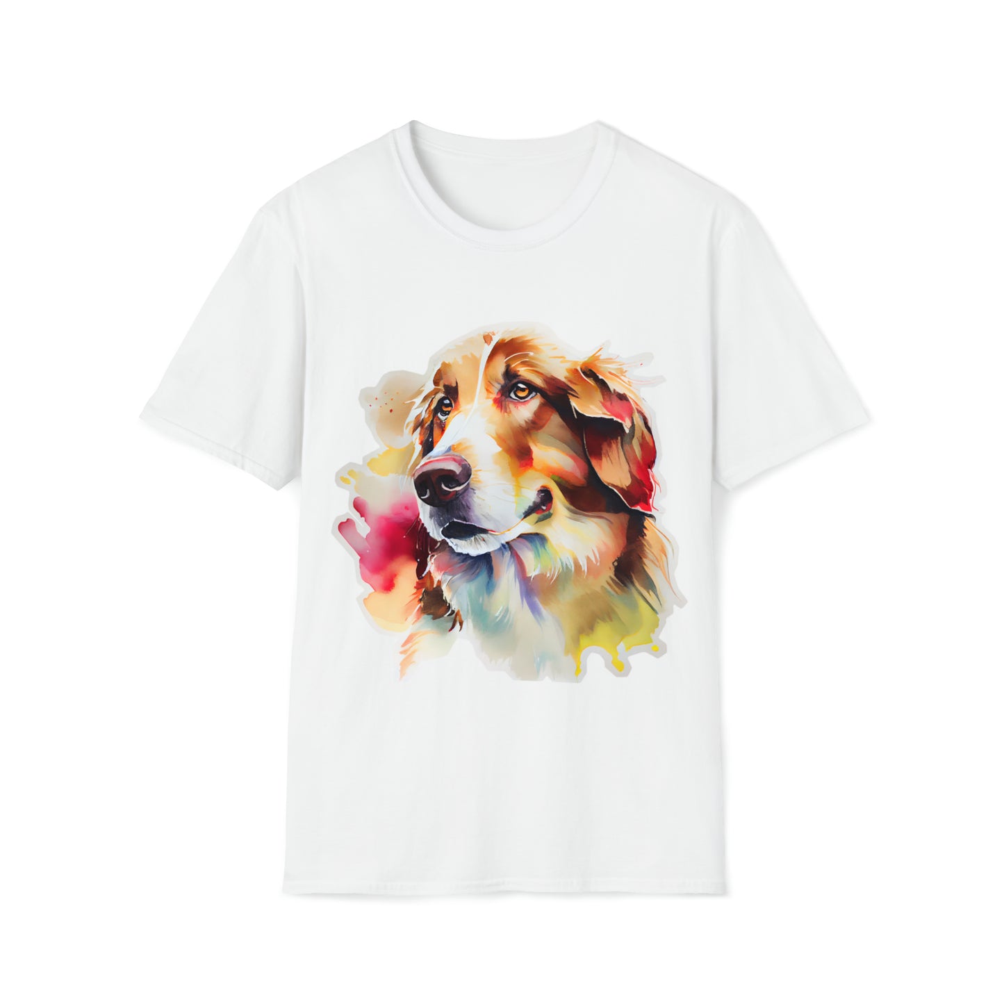 Colorful Dog In Water Color Style Unisex Softstyle T-Shirt, Animal Lover Gift, Dog Lovers, Simple Shirt