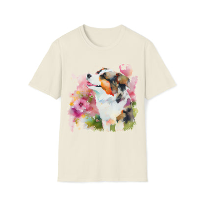 Cute Dog In Water Color Style Unisex Softstyle T-Shirt, Animal Lover Gift, Dog Lovers, Simple Shirt