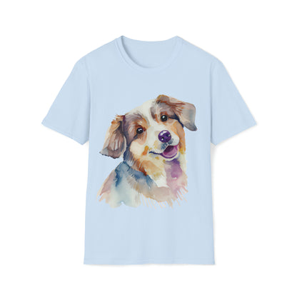 Lovely Dog In Water Color Style Unisex Softstyle T-Shirt, Animal Lover Gift, Dog Lovers, Simple Shirt