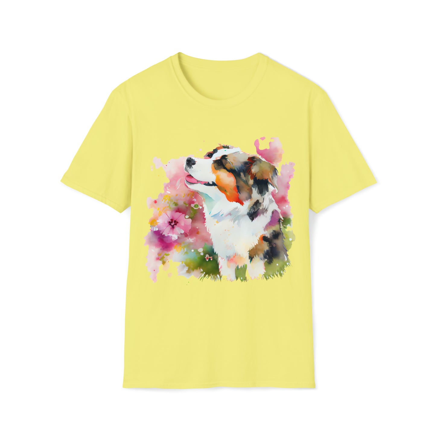 Cute Dog In Water Color Style Unisex Softstyle T-Shirt, Animal Lover Gift, Dog Lovers, Simple Shirt