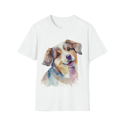 Lovely Dog In Water Color Style Unisex Softstyle T-Shirt, Animal Lover Gift, Dog Lovers, Simple Shirt