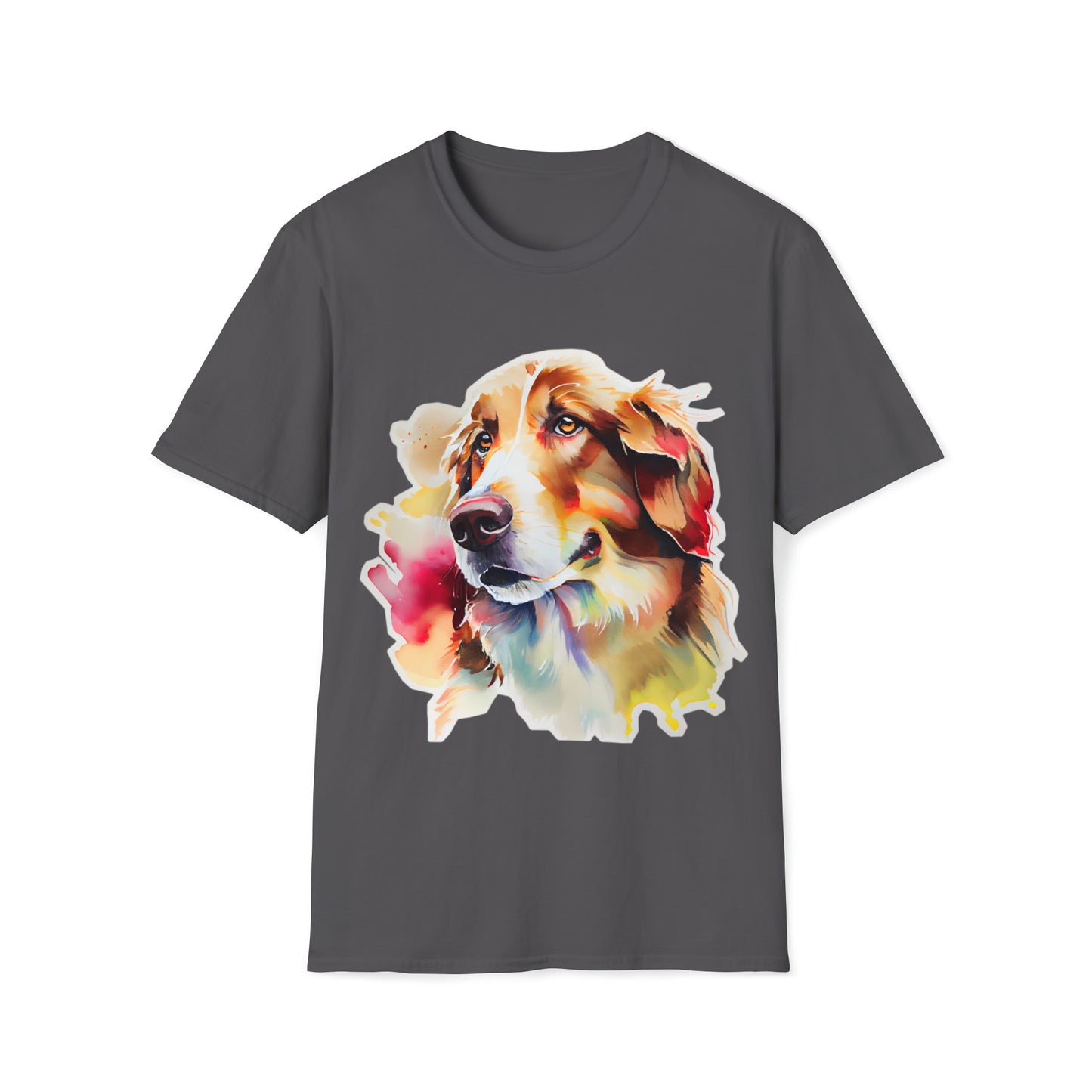 Colorful Dog In Water Color Style Unisex Softstyle T-Shirt, Animal Lover Gift, Dog Lovers, Simple Shirt