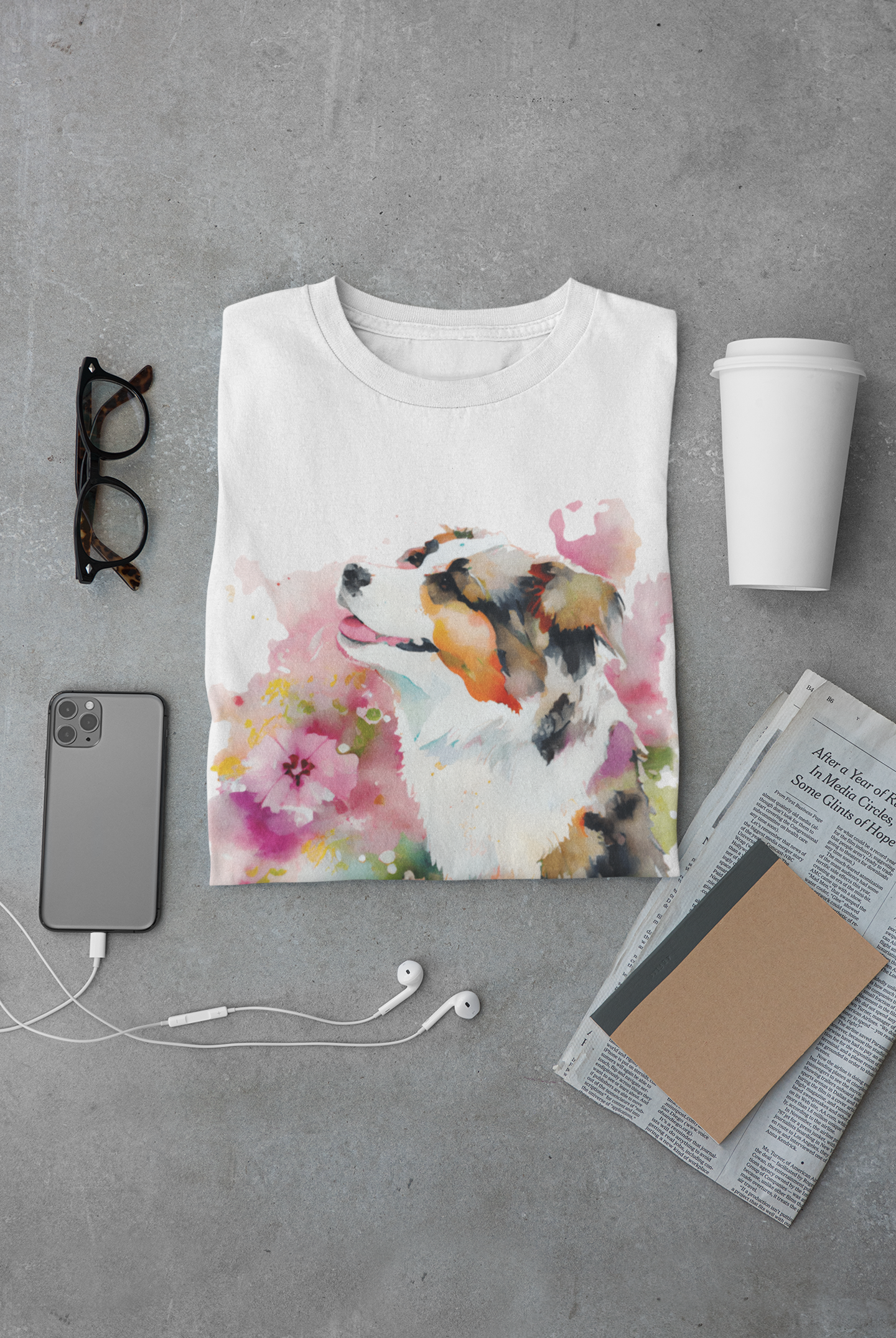 Cute Dog In Water Color Style Unisex Softstyle T-Shirt, Animal Lover Gift, Dog Lovers, Simple Shirt