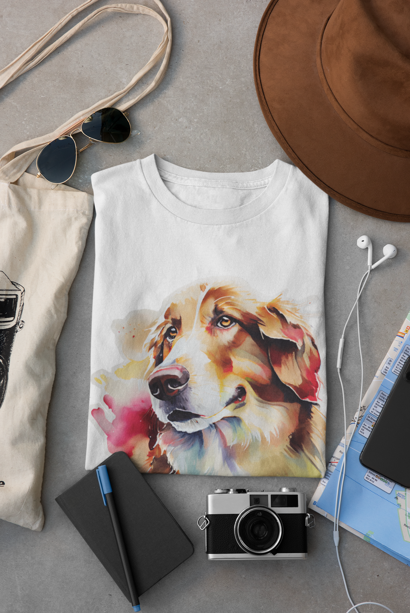 Colorful Dog In Water Color Style Unisex Softstyle T-Shirt, Animal Lover Gift, Dog Lovers, Simple Shirt