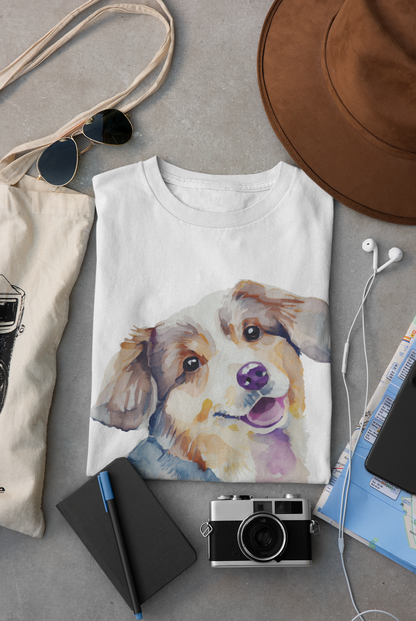 Lovely Dog In Water Color Style Unisex Softstyle T-Shirt, Animal Lover Gift, Dog Lovers, Simple Shirt