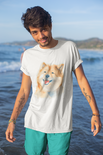 Smiling Dog Unisex Softstyle T-Shirt, Animal Lover Gift, Dog Lovers, Simple Shirt