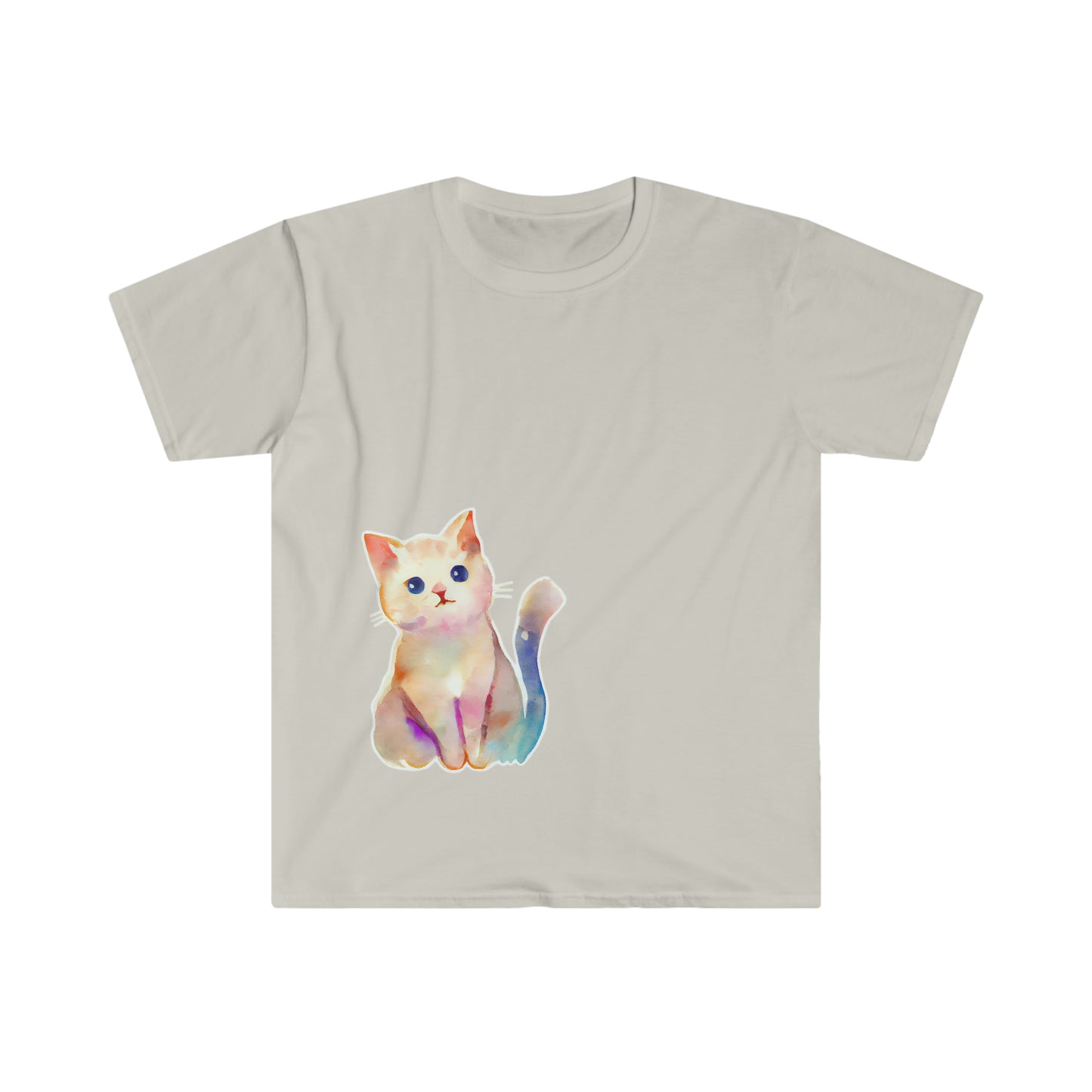 Cute Sitting Cat Unisex Softstyle T-Shirt, Animal Lover Gift, Cat Lovers, Simple Shirt