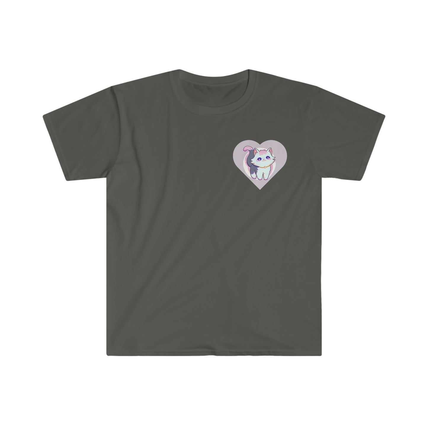 Cute Mini Cat With Heart Unisex Softstyle T-Shirt, Animal Lover Gift