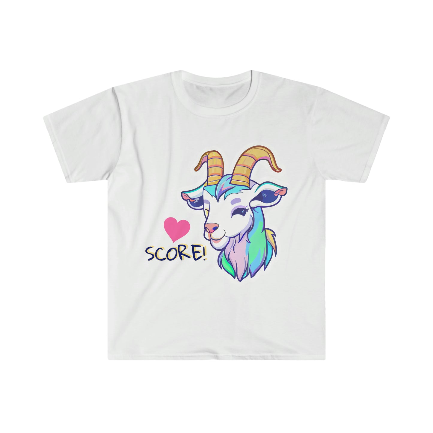 Cute Rainbow Goat Unisex Softstyle T-Shirt, Animal Lover Gift