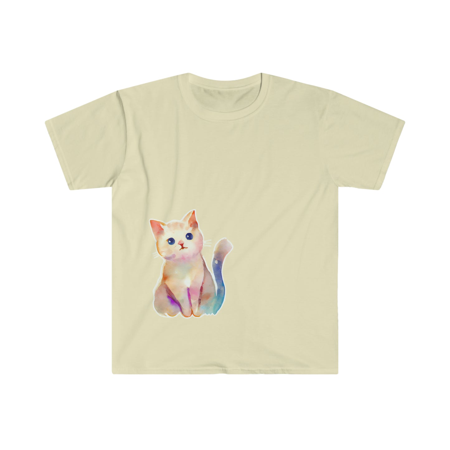 Cute Sitting Cat Unisex Softstyle T-Shirt, Animal Lover Gift, Cat Lovers, Simple Shirt