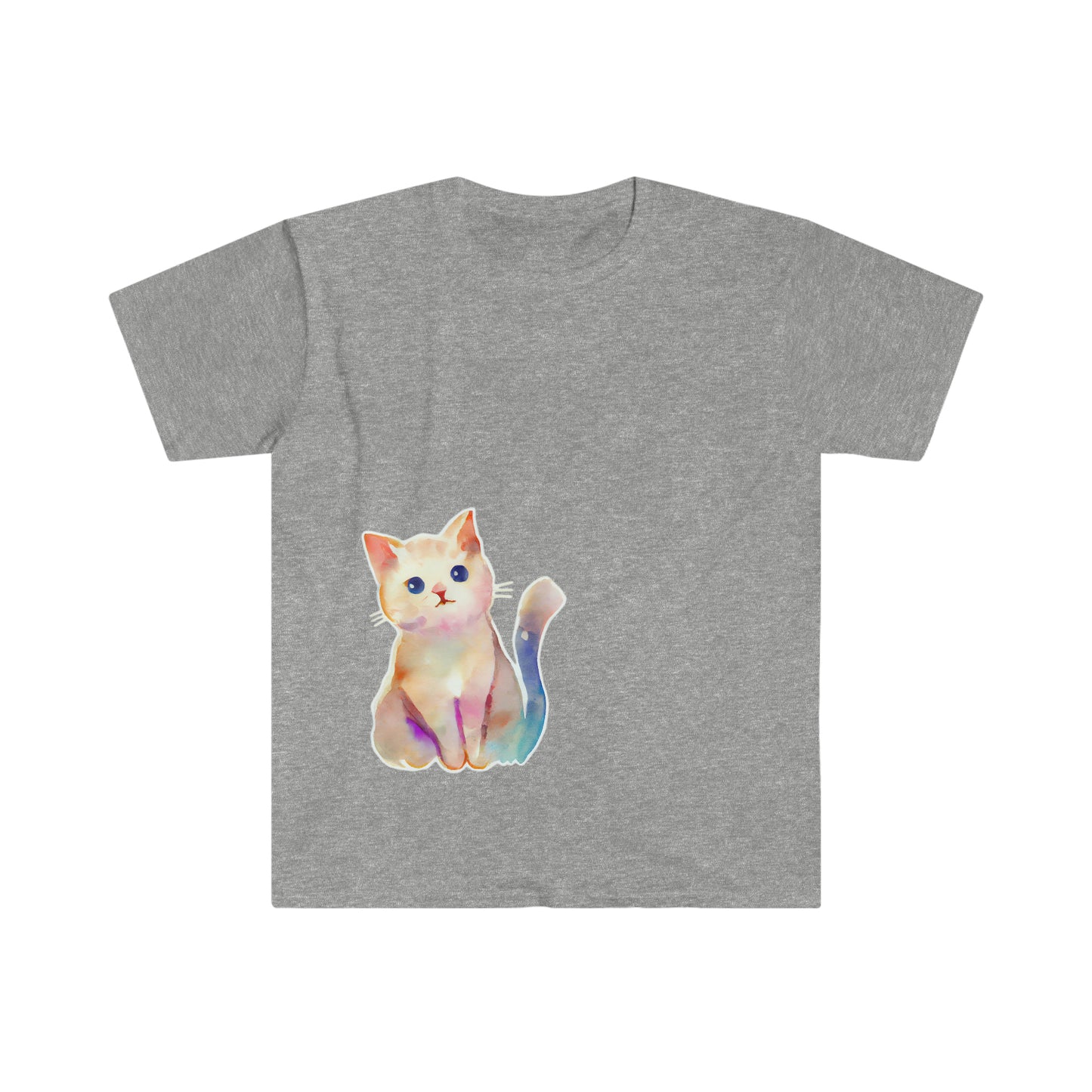 Cute Sitting Cat Unisex Softstyle T-Shirt, Animal Lover Gift, Cat Lovers, Simple Shirt