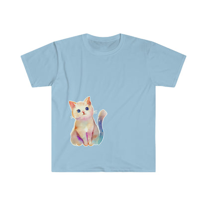 Cute Sitting Cat Unisex Softstyle T-Shirt, Animal Lover Gift, Cat Lovers, Simple Shirt