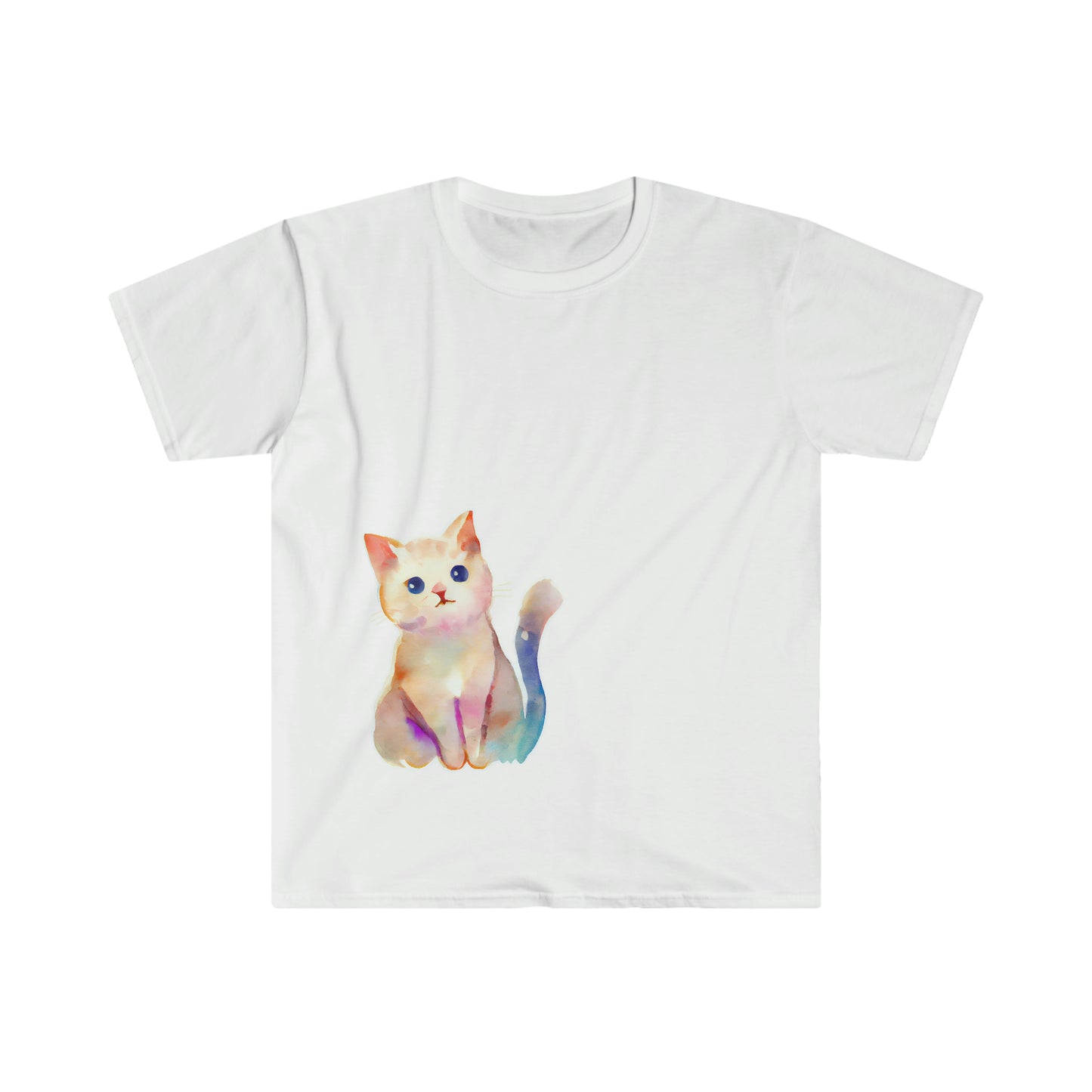 Cute Sitting Cat Unisex Softstyle T-Shirt, Animal Lover Gift, Cat Lovers, Simple Shirt